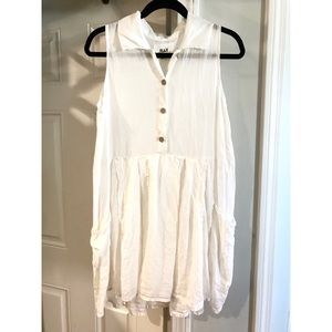 FLAX linen shirtdress white with pockets vintage